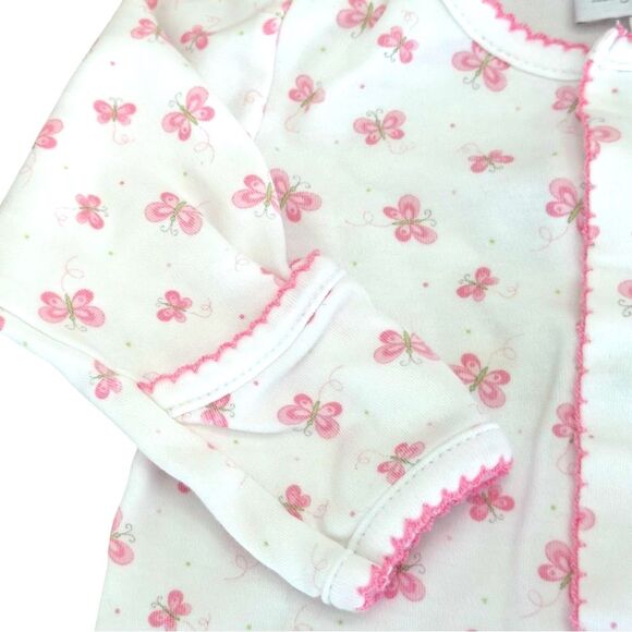 Magnolia Baby Girls Butterfly Pattern White & Pink One Piece Footie. 3 Months. - Picture 2 of 6